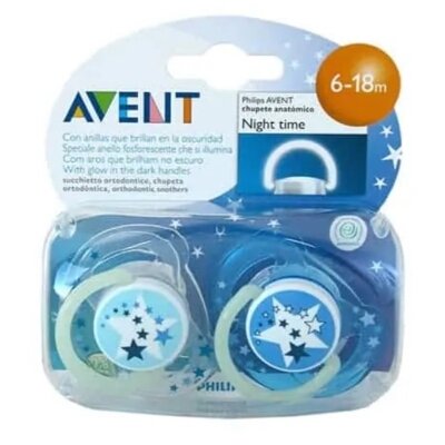 CHUPETE SILICONA AVENT NOCHE 6-18M 2UDS