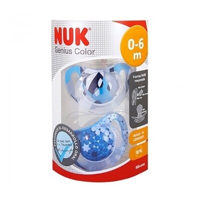 CHUPETE NUK T1 GENIUS COLOR SIL 2 UNID
