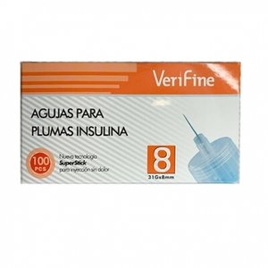 AGUJA VERIFINE PLUMA 31G 8 MM 100 UD