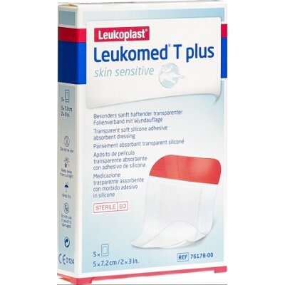 LEUKOMED T PLUS SKIN SENSIT 5X7,2 CM 5 U