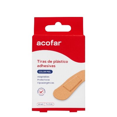 ACOFAR TIRITAS PLASTICO PIEL 20 UDS