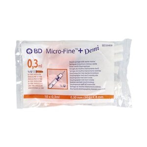 BD JERINGA INSUL MICROF 0,30X8 10U 0,3ML