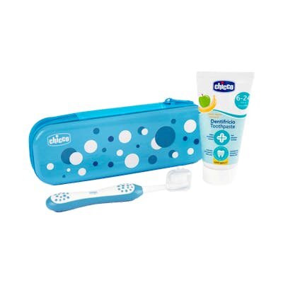CHICCO SET AZUL CEPILLO PASTA FLÚOR 6M+