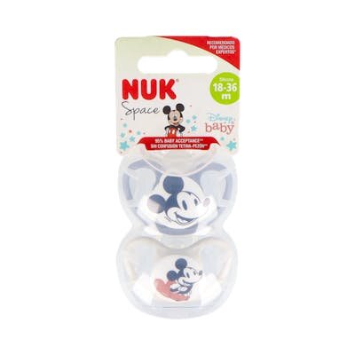 CHUPETE SPACE MICKEY GRIS 18-36 SILICONA